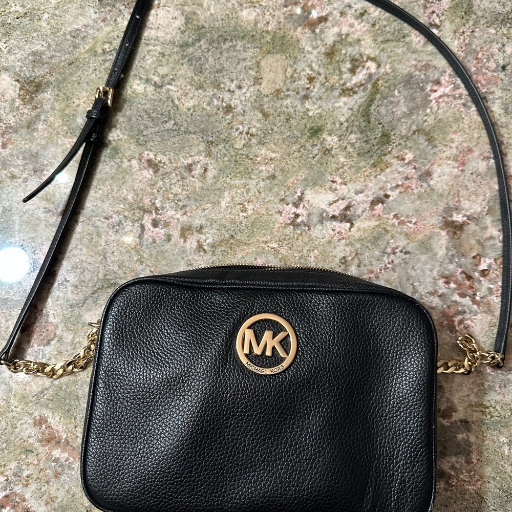 Michael Kors Black Leather Crossbody Bag